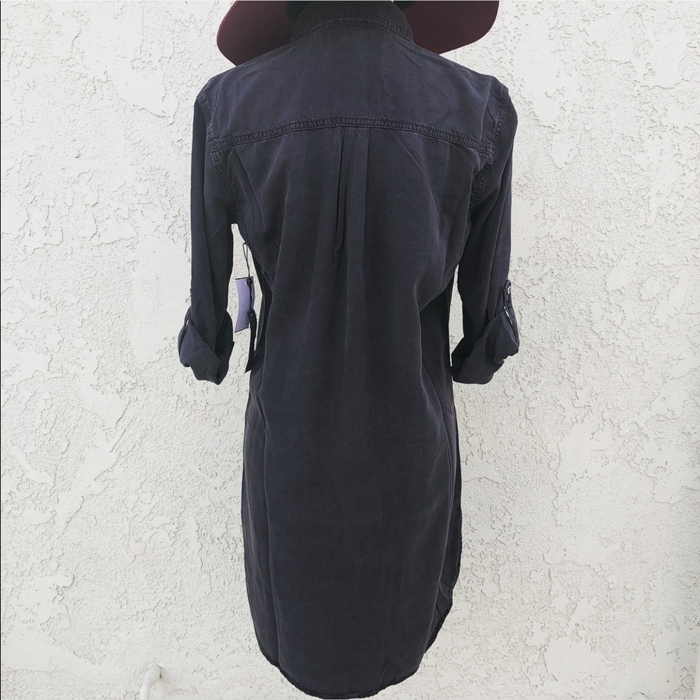 NEW ❤️ NORDSTROM Black Denim Chambray Shirt Dress - Picture 3 of 5